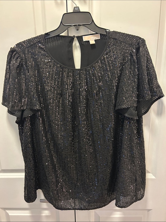 Michael Kors Tops - Michael Kors Black Sequin Flutter Sleeve Blouse